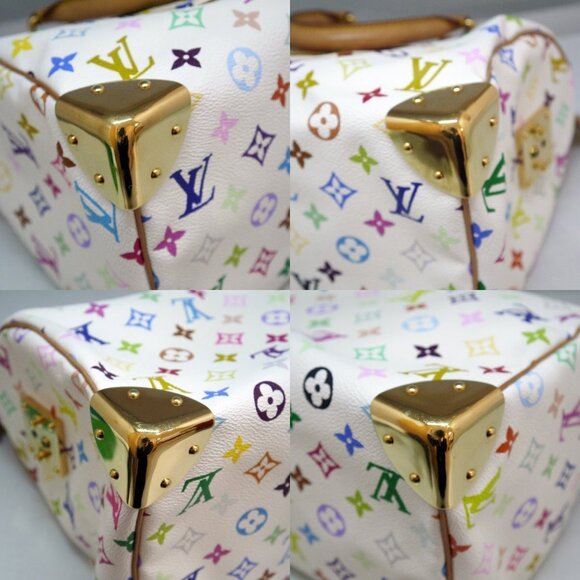 Authentic Louis Vuitton Multicolor Speedy 30 Monogram Sac Hand Bag White Gold - Picture 11 of 15